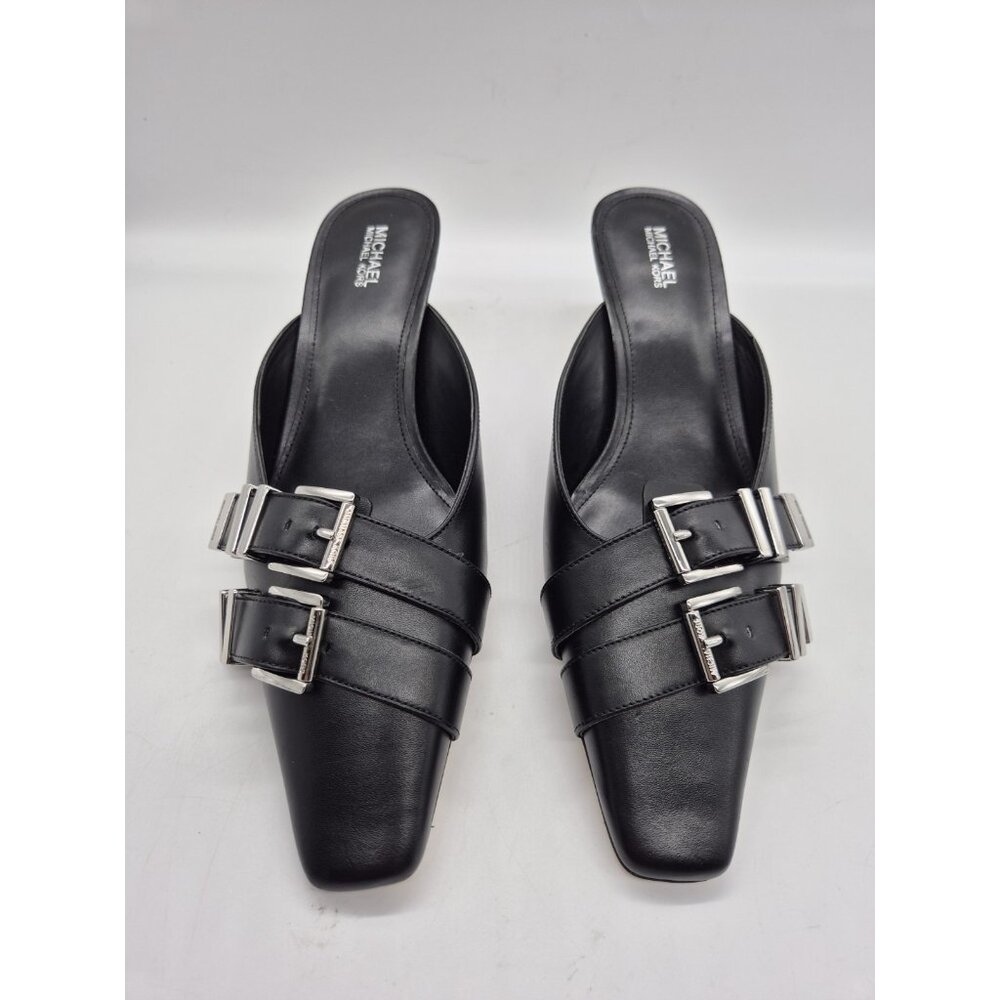 Michael Kors Women's Shoes Size 8 Darrington Kitten Heel Mules Black Leather 203